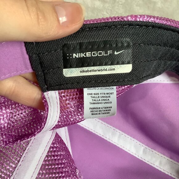 Nike Golf Purple Striped Mesh Trucker Hat Adjustable One Size - Picture 5 of 6